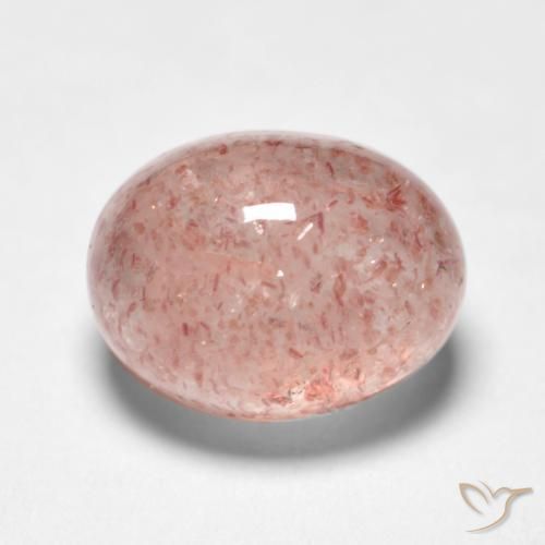 Quartz fraise Flamant rose naturelle ovale, 1.88 ct, Translucide