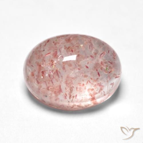 Quartz fraise Flamant rose naturelle ovale, 1.58 ct, Translucide