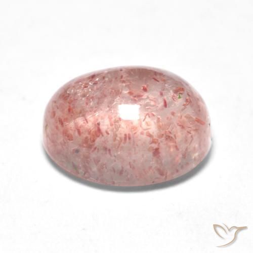 Quartz fraise Flamant rose naturelle ovale, 1.58 ct, Translucide