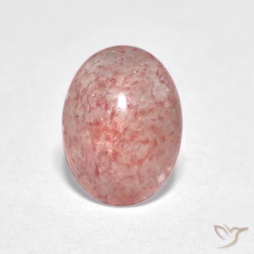 Quartz Fraise Rose terreux naturelle ovale, 0.96 ct, Translucide