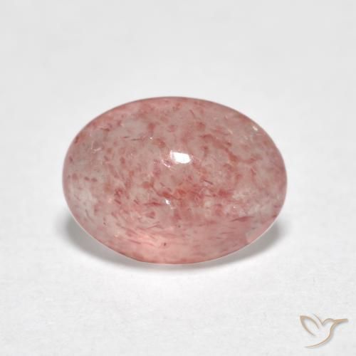 Quartz Fraise Rose terreux naturelle ovale, 0.96 ct, Translucide