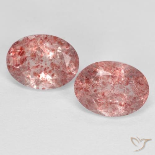 2.53ctw Naturel Rose moyen-léger Quartz fraise, ovale, Translucide