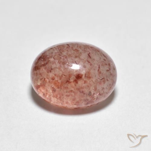 Quartz Fraise Rouge brique léger naturelle ovale, 2.47 ct, Transparent