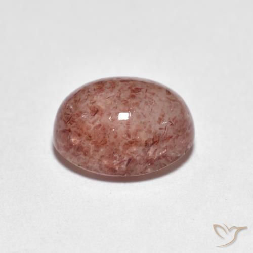 Quartz Fraise Rouge brique léger naturelle ovale, 2.47 ct, Transparent