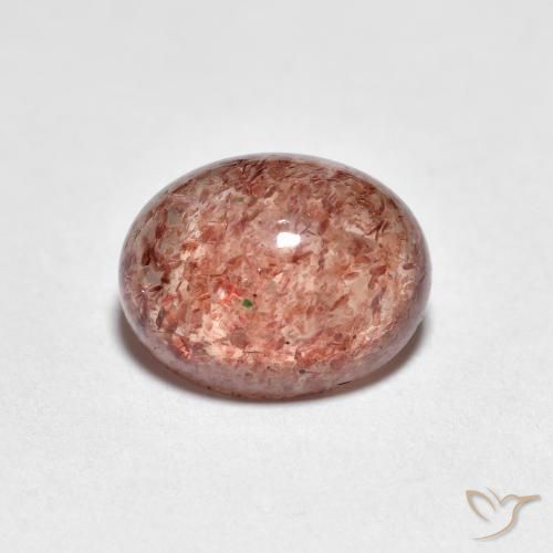 Quartz fraise Rouge brique léger naturelle ovale, 2.46 ct, Transparent