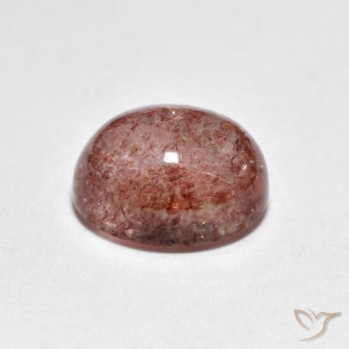 Quartz fraise Rouge brique léger naturelle ovale, 2.46 ct, Transparent