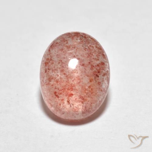 Quartz Fraise Rouge indien naturelle ovale, 2.49 ct, Transparent