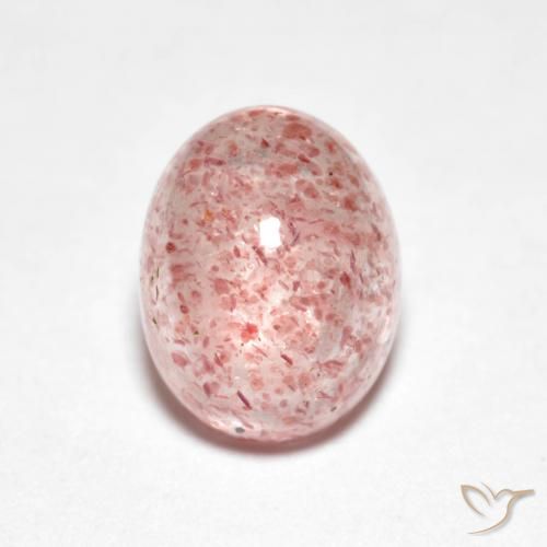 Quartz Fraise Rose clair naturelle ovale, 2.60 ct, Transparent