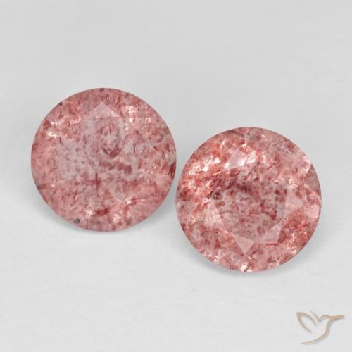 2.29ctw Naturel Rose moyen-léger Quartz Fraise, Tour, Transparent