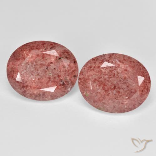 8.99ctw Naturel Rose moyen Quartz Fraise, ovale, Transparent
