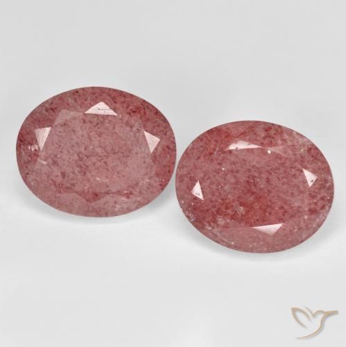 9.13ctw Naturel Rose foncé Quartz Fraise, ovale, Translucide