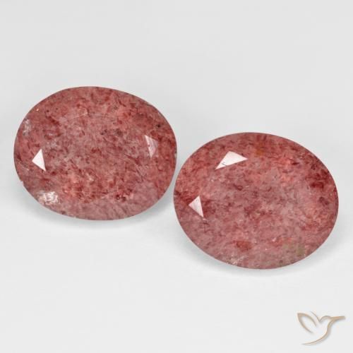 9.51ctw Naturel Rose rose profond Quartz fraise, ovale, Transparent
