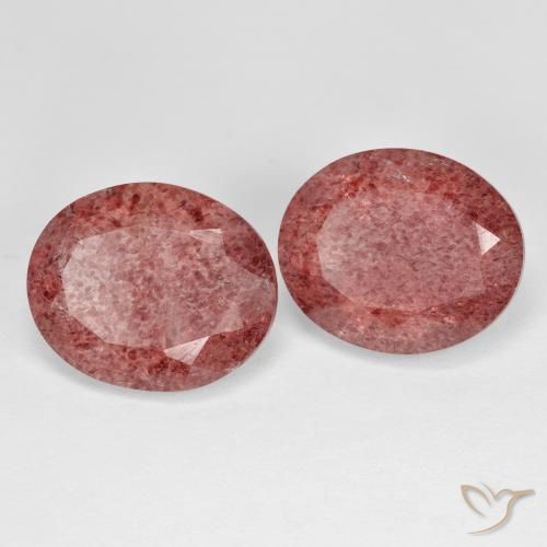 8.31ctw Naturel Rose rougeâtre Quartz fraise, ovale, Transparent