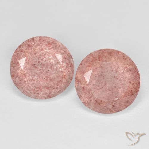 7.22ctw Naturel Rose terreux Quartz fraise, Tour, Translucide