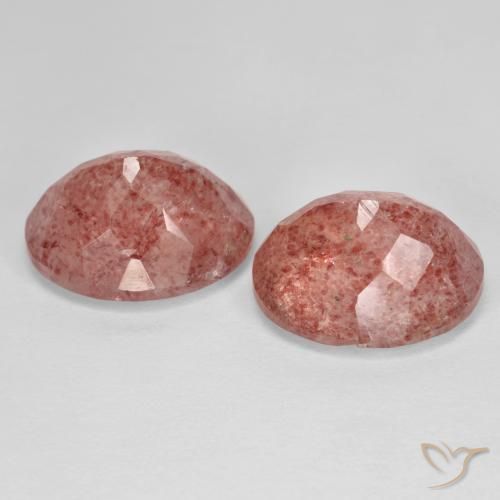 Shop natural 9.62ct Rose moyen Quartz fraise gems, ovale, from Russie at GemSelect. In stock, global shipping!