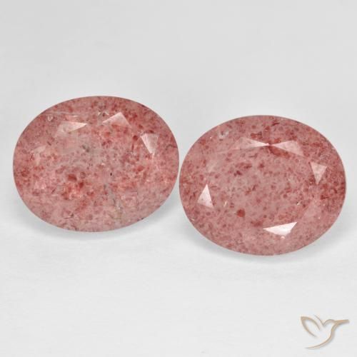 9.60ctw Naturel Rose moyen Quartz Fraise, ovale, Translucide