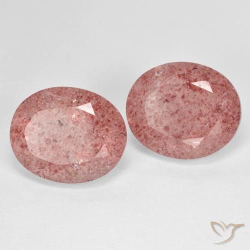 Shop natural 9.60ct Rose moyen Quartz fraise gems, ovale, from Russie at GemSelect. In stock, global shipping!