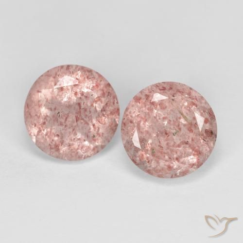 2.73ctw Naturel Rose terreux Quartz Fraise, Tour, Transparent