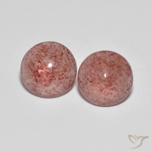 4.39ctw Naturel Rose rougeâtre Quartz Fraise, Tour, Translucide