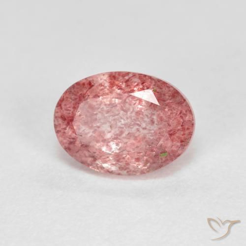 Quartz Fraise Rose bubblegum naturelle ovale, 1.41 ct, Transparent
