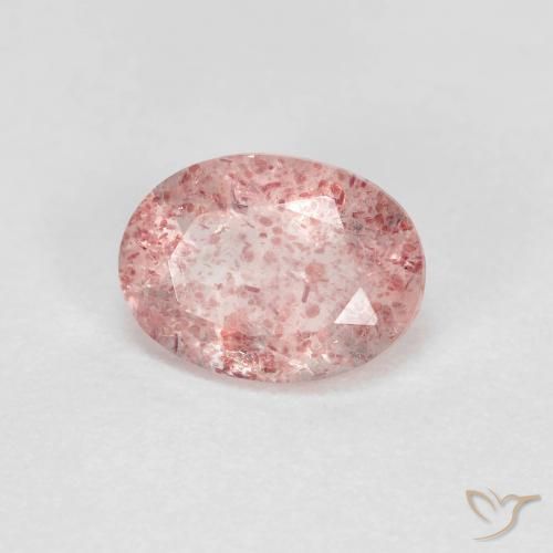 Quartz Fraise Rose clair naturelle ovale, 1.20 ct, Transparent