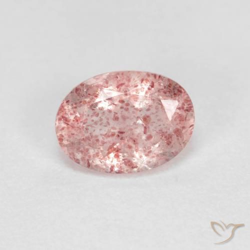 Quartz Fraise Rose clair naturelle ovale, 1.20 ct, Transparent