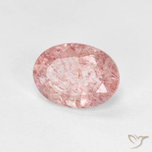 Quartz fraise Rose clair naturelle ovale, 1.16 ct, Transparent