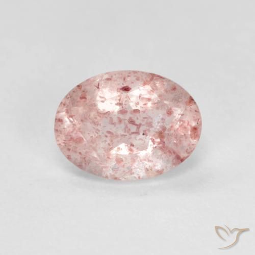 Quartz fraise Rose clair naturelle ovale, 1.21 ct, Transparent