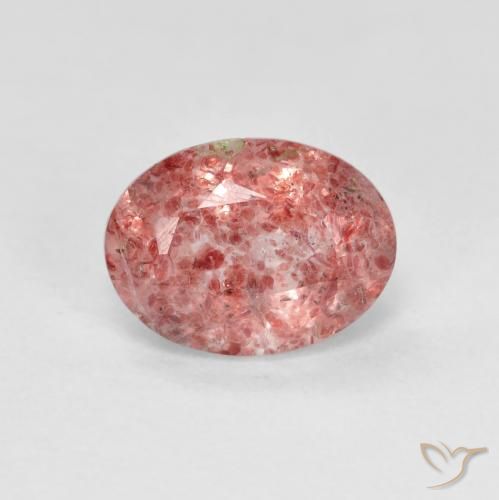 1.26ct Naturel Rose framboise Quartz fraise, ovale, Transparent