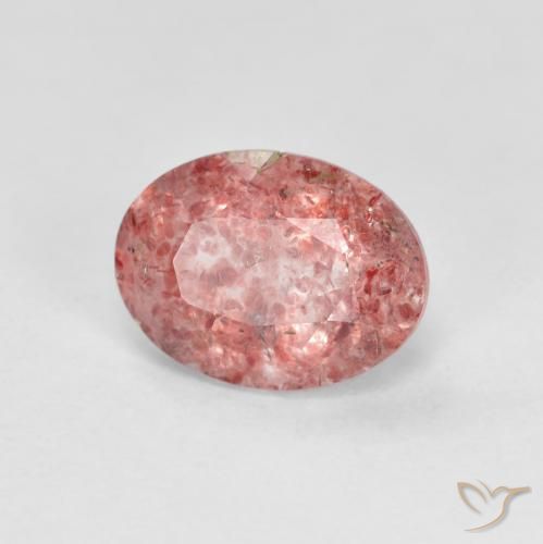 Quartz fraise Rose framboise naturelle ovale, 1.26 ct, Transparent