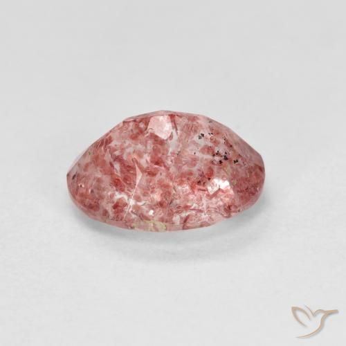Quartz fraise Rose framboise naturelle ovale, 1.26 ct, Transparent