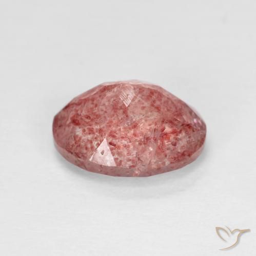 Quartz fraise Rouge vif naturelle ovale, 1.89 ct, Transparent