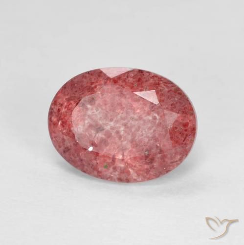Quartz fraise Rouge écarlate naturelle ovale, 1.92 ct, Transparent