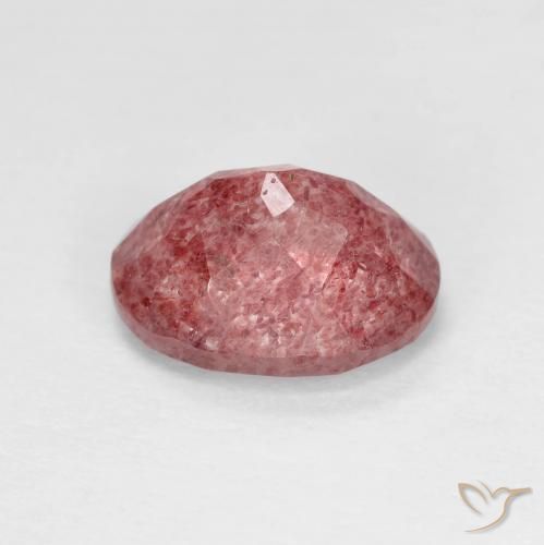 Quartz fraise Rouge écarlate naturelle ovale, 1.92 ct, Transparent