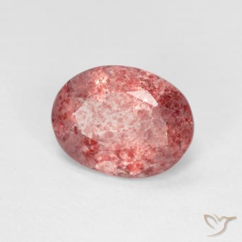 Quartz fraise Rouge moyen naturelle ovale, 1.52 ct, Transparent