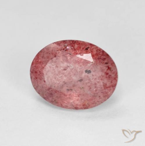 Quartz fraise Rouge écarlate naturelle ovale, 2.05 ct, Transparent