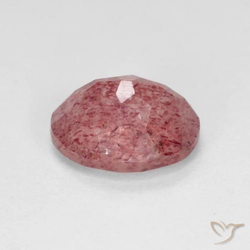 Quartz fraise Rouge écarlate naturelle ovale, 2.05 ct, Transparent