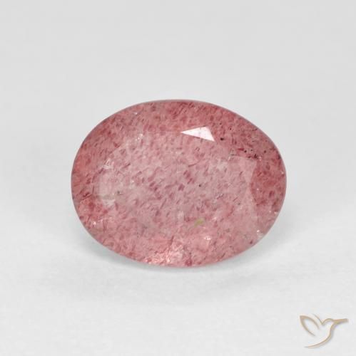 Quartz fraise Rouge moyen naturelle ovale, 1.81 ct, Transparent