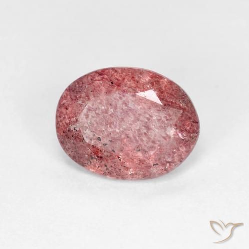 Quartz Fraise Rouge intense naturelle ovale, 1.49 ct, Transparent