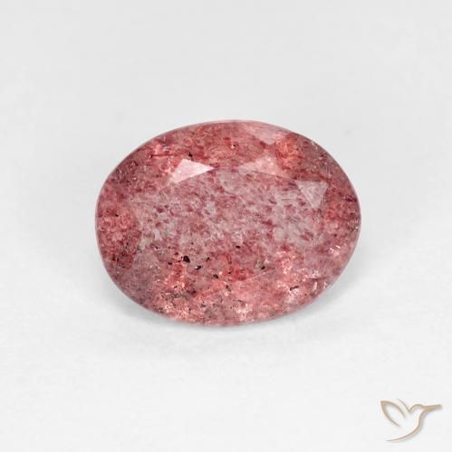 Quartz Fraise Rouge intense naturelle ovale, 1.49 ct, Transparent