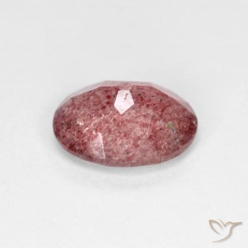 Quartz Fraise Rouge intense naturelle ovale, 1.49 ct, Transparent