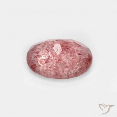 Quartz fraise Rouge vif naturelle ovale, 1.22 ct, Transparent