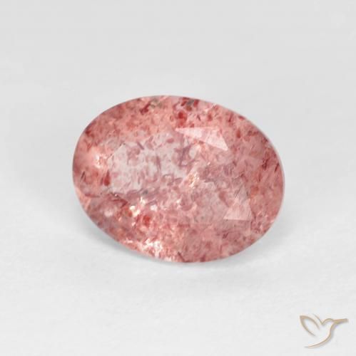 Quartz fraise Rouge vif naturelle ovale, 1.74 ct, Transparent