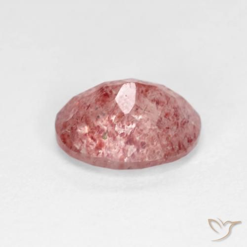 Quartz fraise Rouge vif naturelle ovale, 1.74 ct, Transparent