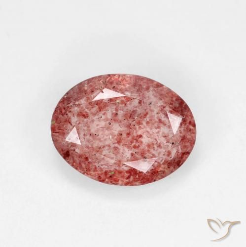 Quartz Fraise Rouge vif naturelle ovale, 1.60 ct, Transparent