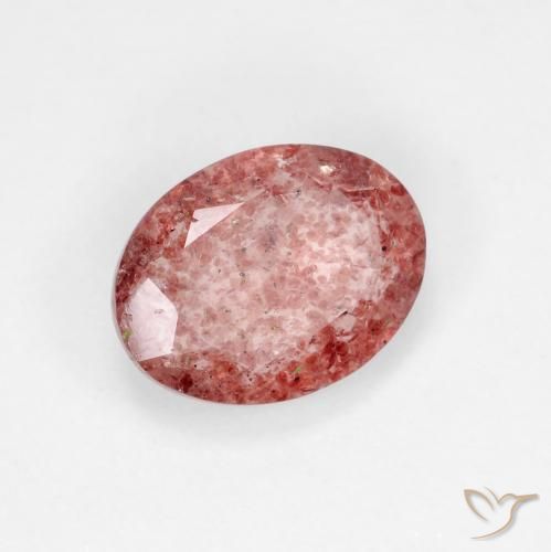 Quartz Fraise Rouge vif naturelle ovale, 1.60 ct, Transparent