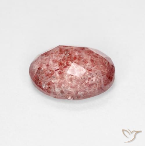 Quartz Fraise Rouge vif naturelle ovale, 1.60 ct, Transparent
