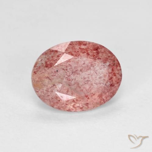 1.66ct Naturel Rouge moyen Quartz Fraise, ovale, Transparent