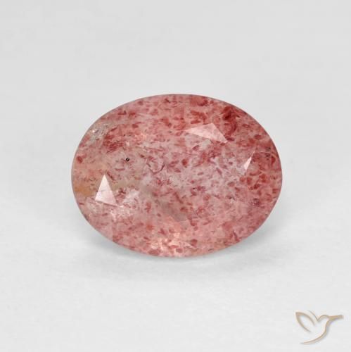 Quartz fraise Rouge moyen naturelle ovale, 1.66 ct, Transparent