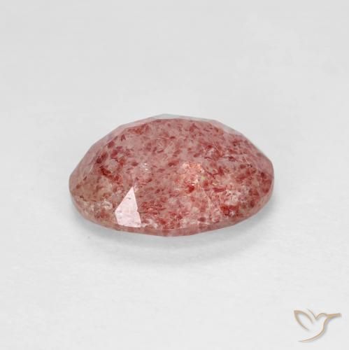 Quartz fraise Rouge moyen naturelle ovale, 1.66 ct, Transparent